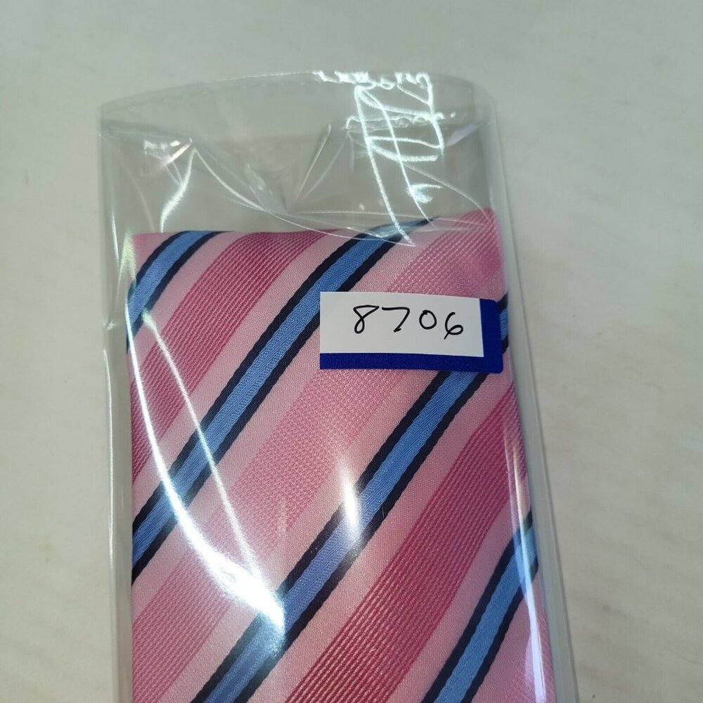 Jacob Alexander Tie Mens Necktie Pink Stiped Handmade Preppy Ken &‎ Barbie - Picture 7 of 7